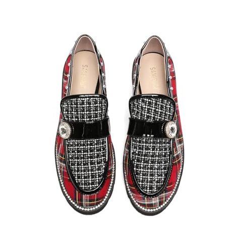 Quirky Shoes, Loafers With Socks, Plaid Shoes, Pearl Embellishment, Memory Foam Shoes, Shoe Image, Holiday Shoes, Over 60 Fashion, Funky Shoes