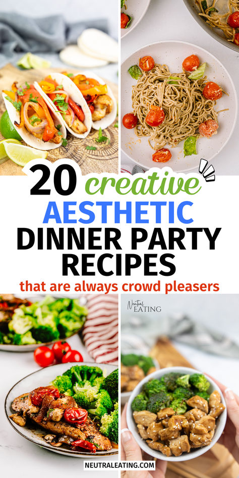 Best Aesthetic Savory Recipes! Crowd Pleasing Dinner Ideas. Party Food Entrees, Creative Party Food, Creative Party Food Ideas, Aesthetic Food Ideas, Food Ideas For A Crowd, Aesthetic Food Recipes, Aesthetic Dinner Party, Rich Party, Aesthetic Recipes