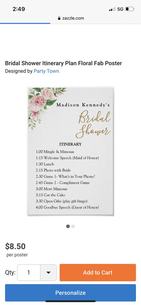 Bridal Shower Itinerary, Shower Diy, Itinerary Planning, Bridal Shower Diy, Maid Of Honor, Shower Ideas, Poster Design, Bridal Shower, Shower