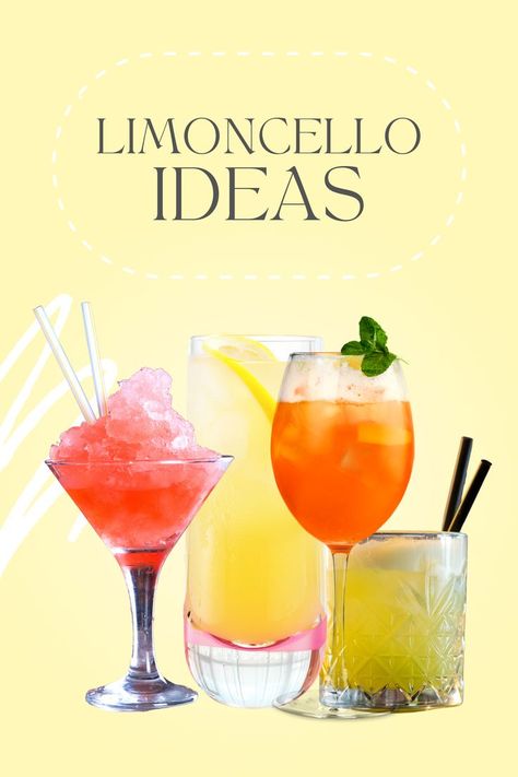 Limoncello Sunrise Recipe, Limoncello Cocktails Pitcher, What To Make With Limoncello, Drinks With Lemon Cello, Lemon Chelo Recipe, Limoncello Sangria Recipe, Lemonchello Drinks Cocktails, Lemoncello Recipes Drinks, Lemonchello Drinks