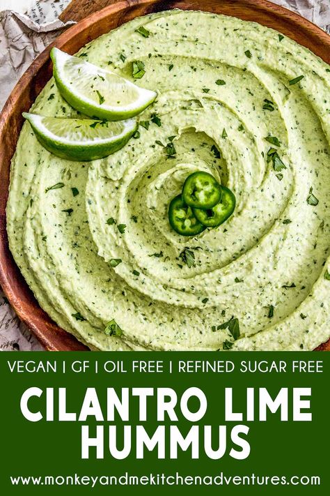 Different Types Of Hummus, Hummus No Chickpeas, Cilantro Lime Recipes, Cilantro Lime Hummus Recipe, Recipes With Hummus Dinner, Flavored Hummus Recipe, Hummus Topping Ideas, Vegan Spreads And Dips, Asian Hummus