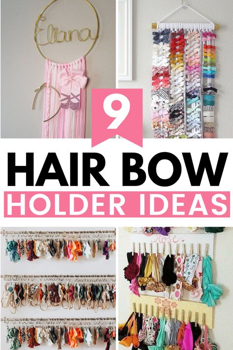 Hair Accesories Organizer, Hair Bow Storage Ideas Diy, How To Store Bows And Headbands, Hair Band Holder Diy, Hanging Bows And Headbands, Bow And Headband Storage, Homemade Bow Holder, Organize Hair Bows, Storing Hair Clips