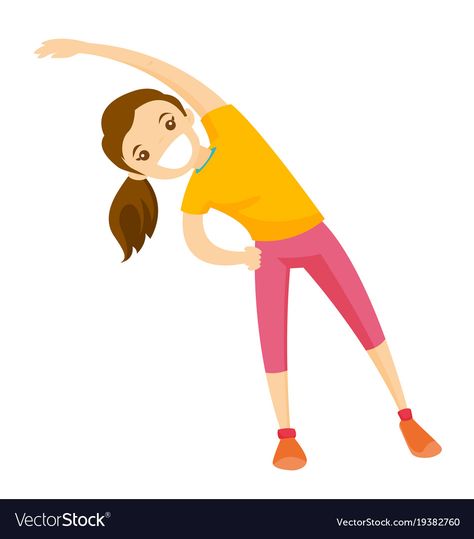 Warm Up Exercise, Nutrition App, Drawing Exercises, Cartoon People, White Woman, Workout Warm Up, Vector Cartoon, Improve Mood, Do Exercise