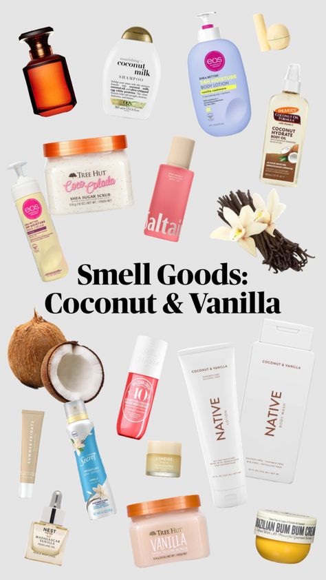 Smell Good: Coconut & Vanilla Edition 🥥🍦 #coconutgirlaesthetic #vanillagirlasthetic #smellgoods #beautyinspo #estheticianpicks #beautyproducts Smell Good Coconut, Smell Goods, Smell Good, Vanilla, Coconut, Led