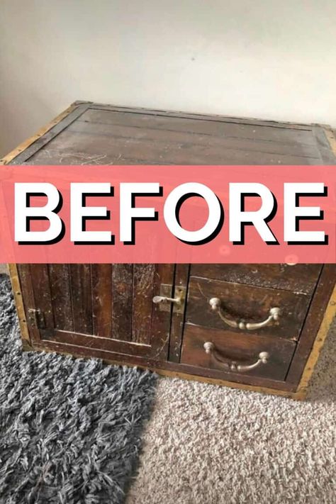 Old Trunk Makeover - Bar Station Antique Trunk Makeover, Wallpaper Repair, Trunk Redo, Best Paint For Wood, Furniture Makeover Ideas, Best Paint Sprayer, Trunk Makeover, Painted Closet, Painted Trunk