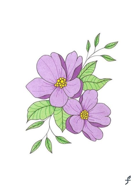 Flower Pot Drawing, Big Flower Design, Decoration Craft Ideas, Violet Flower Tattoos, Pot Drawing, Simple Flower Drawing, Easy Flower Drawings, Watercolour Cards, Doodle Art Flowers