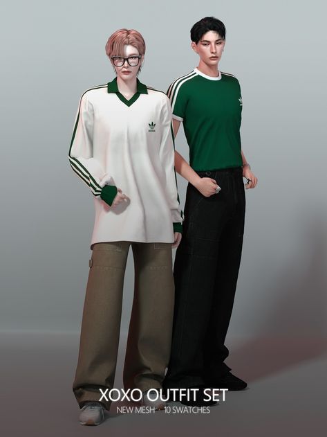 XOXO Outfit Set | Patreon Mod Fashion Men, Single Clothes, Sims 4 Men Clothing, Masculine Clothing, The Sims 4 Mod, Ts4 Clothes, Sims 4 Male Clothes, Ts4 Mods, Sims 4 Male