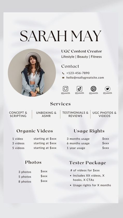 Instagram Highlight Cover Crafts Ambassador Instagram Story, Youtube Media Kit, Social Media Rate Card, Content Creator Rate Card, Content Creator Packages, Social Media Kit Template, Ugc Rate Card, Social Media Content Template, Content Creator Media Kit