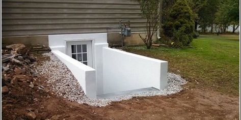 Basement Egress Door, Basement Airbnb, Basement Exterior, Basement Egress, Well Ideas, Basement Refinishing, Basement Steps, Basement Window, Basement Doors