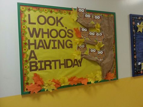 Fall 2013 birthday bulletin board More Fall Birthday Boards Preschool, September Birthday Board Ideas For Work, Owl Birthday Board Classroom, Back To School Birthday Bulletin Boards, Birthday Board For Infant Classroom, November Birthday Bulletin Boards, Fall Birthday Wall For Classroom, November Birthday Board Ideas, September Birthday Board