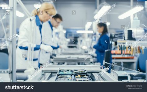 Shot of an Electronics Factory Workers Assembling Circuit Boards by Hand While it Moves on the Assembly Line. High Tech Factory Facility. #Ad , #Ad, #Assembling#Circuit#Boards#Workers Occupational Medicine, Production Line Factory, Research Facility, Factory Worker, Assembly Line, Production Line, Electrical Engineering, High Tech, Circuit