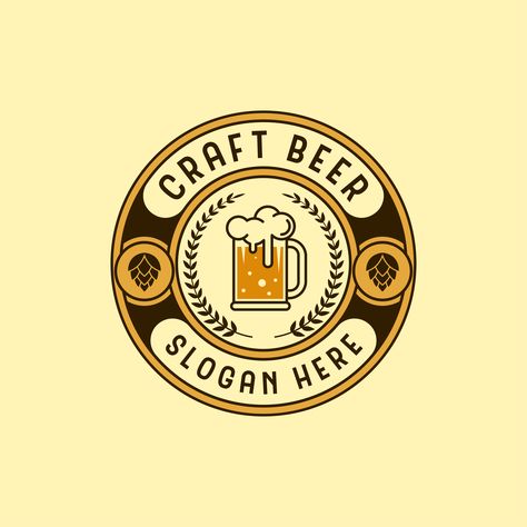 Beer Slogans, Craft Beer Logo, Beer Logo Design, Brewery Logo, Beer Icon, Casual Logo, Circle Logo Design, Logo Mascot, Smen