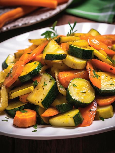 Lemon-Herb Sautéed Carrots and Zucchini Roasted Zucchini And Yellow Squash And Carrots, Sautéed Carrots, Squash Zucchini Recipes, Meal Sides, Carrots And Zucchini, Valentine Dishes, Baby Carrot Recipes, Grilled Vegetable Recipes, Wok Recipes