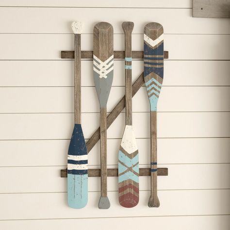 Breakwater Bay Coastal Oars Wall Décor & Reviews | Wayfair Paddle Wall Decor, Houseboat Decor, River House Decor, Oar Decor, Lake House Interior, Vase Transparent, Lake Decor, Coastal Wall Decor, Lake Cottage