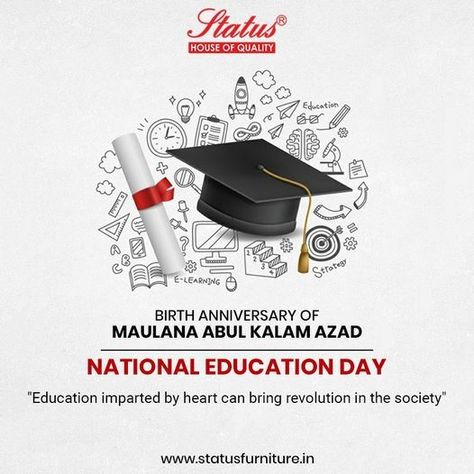 The most beautiful and thoughtful present we can give a child is his education. Never miss a chance to educate a child👫 National Education Day📒📓 #StatusFurniture #nationaleducationday #11Nov #education #learning #school #motivation #india #badegaindia Abul Kalam Azad, 15 August 1947, National Education Day, Modern Tv Unit Designs, Education Day, Creative Post, Festival Wishes, Preschool Classroom Decor, Social Media Branding Design