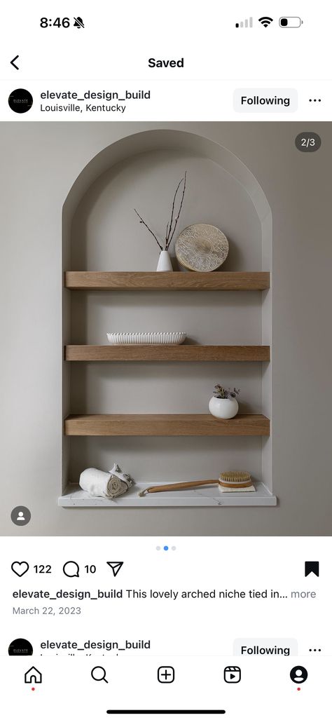 Build In Shelf Bathroom, Floating Shelves Above Tub, Bathroom Recessed Shelves, Shelves Above Bathtub, Recessed Shelves Bathroom, Shelf Above Sink, Recessed Shelves, Above Sink, Floating Shelves Bathroom