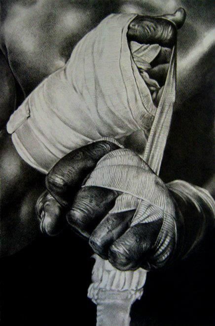 Boxer Wrapping His Hands - Hyper Realistic Artwork by Amanda Kelley - @Kelley_AK Boxing Graphic, Boxe Thai, Trening Sztuk Walki, Muhammed Ali, Boxing Posters, Boxing Quotes, Pencak Silat, Ju Jitsu, Boxing Gym