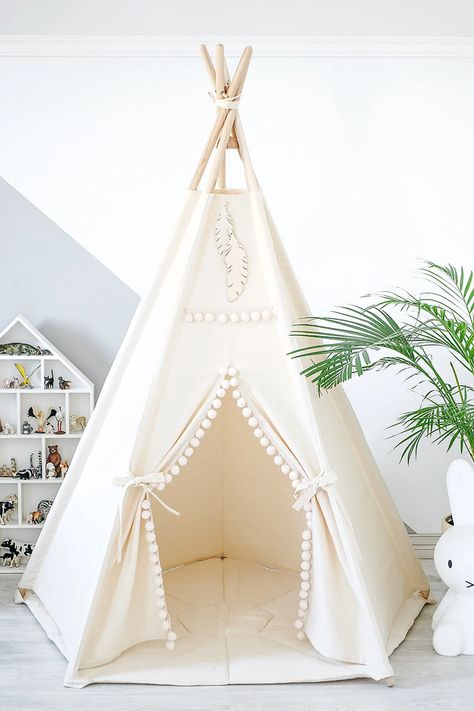 Natural Kids Teepee Tent Teepee for Kids Kids Tipi | Etsy Canada Teepee For Kids, Girls Tent, Giraffe Room, Kids Tipi, Toddler Tent, Teepee Play Tent, Natural Kids, Kids Teepee, Kids Teepee Tent