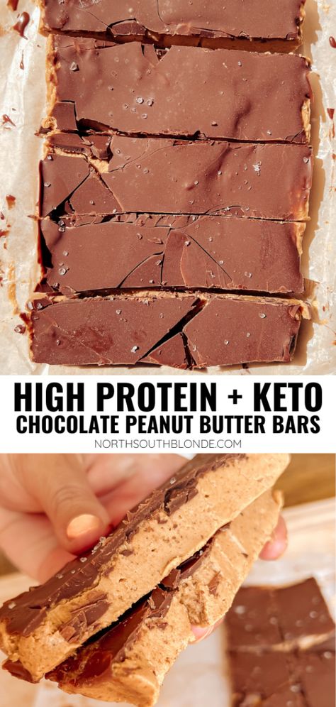 High Protein Chocolate Peanut Butter Bars (GF, Low Carb, Keto) Protein Powder Desserts Low Carb, Keto Friendly Protein Bar Recipes, Keto Protein Dessert Recipes, High Protein Bars Homemade Low Carb, Low Carb Peanut Butter Bars, Low Cal Protein Bar Recipe, Easy Healthy High Protein Desserts, Pb2 Protein Bar, Chocolate Protein Powder Snacks