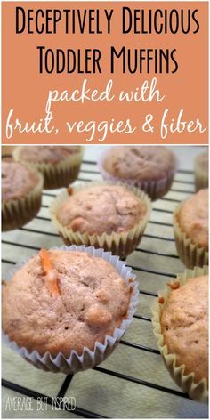 These muffins are packed with fruit, veggies & fiber, but your kids will never know!  They taste SO GOOD! How To Hide Veggies In Muffins, Banana Fiber Muffins, Hiding Fruits And Veggies In Food, High Fiber Foods For Kids Picky Eaters, High Fiber Recipes For Picky Eaters, How To Sneak Veggies Into Food, High Fiber Toddler Snacks, Sneak Veggies Into Food Kids, High Fiber Toddler Foods