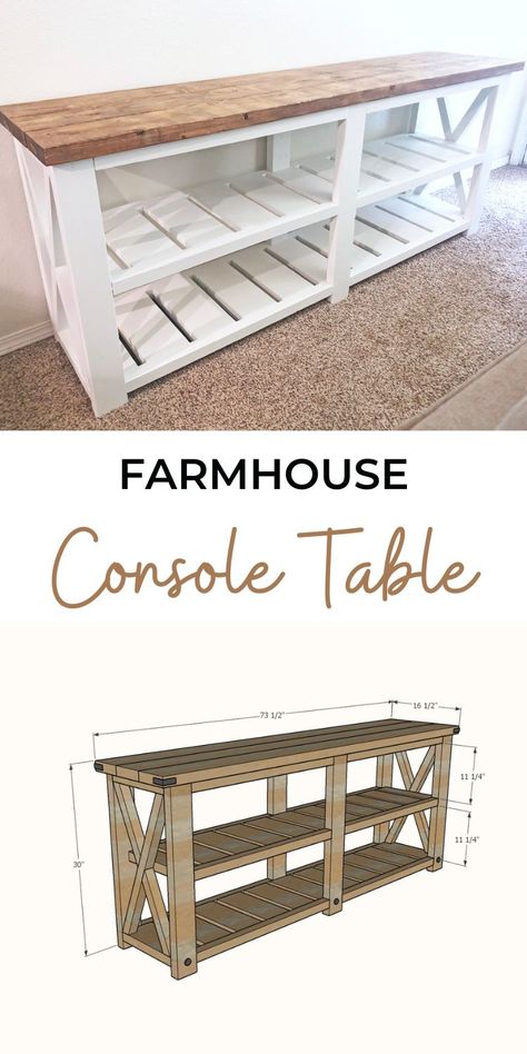 Entry Way Table Dimensions, Farmhouse Couch Table, Diy Farmhouse Console Table Plans, Diy Farmhouse Sofa Table, Diy Farmhouse Entryway Table, Diy Farmhouse Side Table, Farm House Entry Way Table, Farmhouse Sofa Table Diy, Rustic Farmhouse Console Table