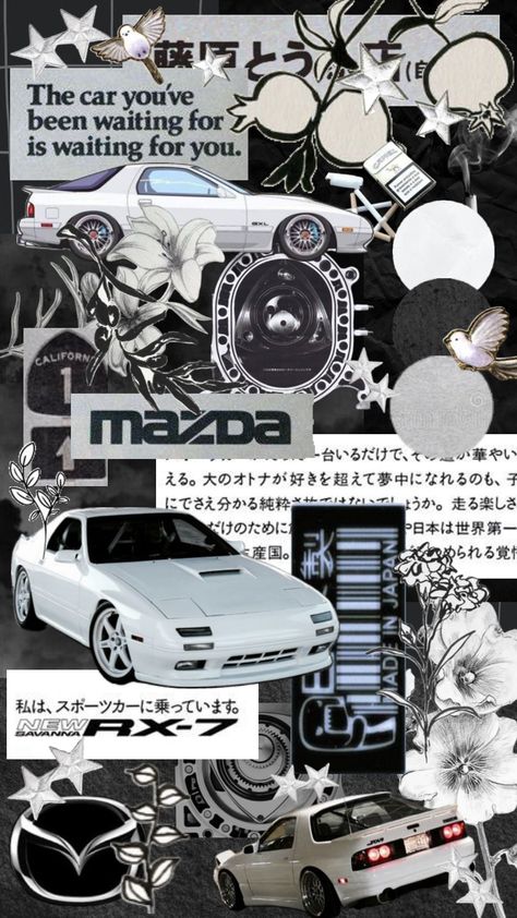 #rx7 #cars #white #japan #whiteaesthetic #aesthetic #wallpaper Cars Jdm, Images Hello Kitty, Jdm Wallpaper, Mazda Rx 7, Best Jdm Cars, Vintage Poster Design, Street Racing Cars, Rx 7, Mazda Rx7