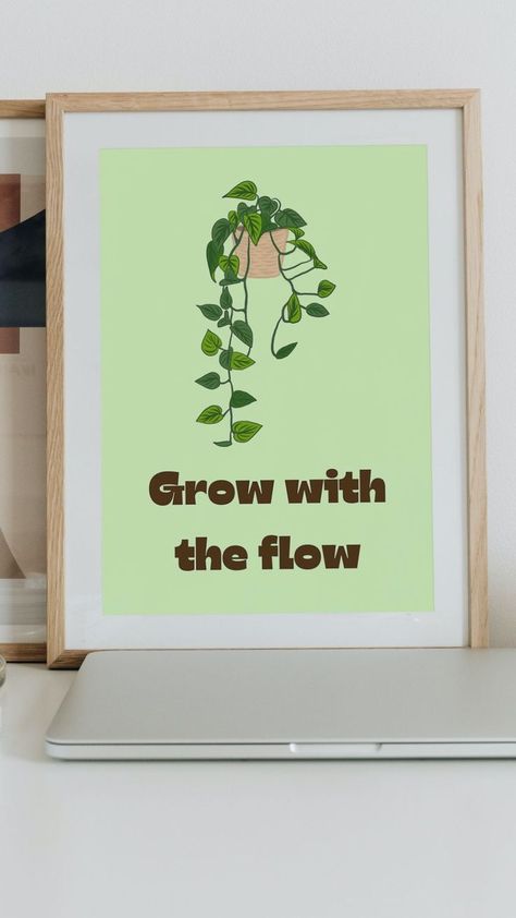 I Love Plants Quotes, Pothos Wall, Brick Books, Plant Quotes, Grow With The Flow, Plant Lover Gifts, Class Quotes, Handmade Poster, Plants Quotes