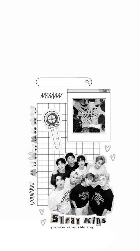 #straykids Print Pictures For Wall, Skz Room Decor, Stray Kids Phone Case, Straykids Black And White, Collage Art Wallpaper, Kids Phone Cases, Kids Collage, Wallpaper Skz, Easy Pixel Art