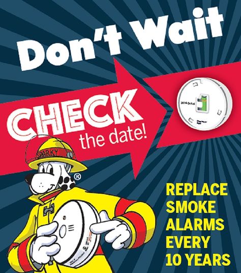 The Firemen's Association of the State of New York is taking advantage of Fire Prevention Week to raise awareness for the importance of replacing smoke alarms. The general rule for detectors it to test batteries monthly, replace batteries yearly, and replace the unit themselves every 10 years. Find out more about fire safety by checking out the article below. Fire Prevention Week, Fire Life, Fire Prevention, Life Poster, Fire Safety, Save Life, Safety Tips, School Projects, Comic Book Cover