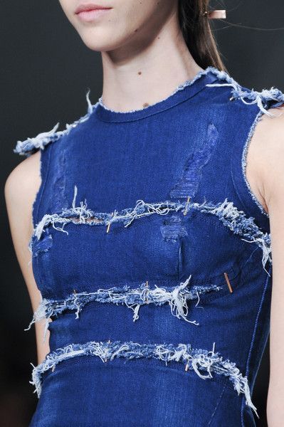 Raw Edges Fashion, Denim Runway, Raw Fashion, Braided Denim, Runway Denim, Marios Schwab, 2014 Runway, Fashion Week Spring 2014, Denim Inspiration