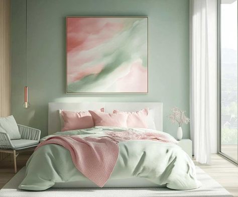 10+ Fresh Bedroom Inspiration Looks with Pastel Pink and Mint • 333+ Inspiring Lifestyle Ideas Teenage Pastel Bedroom, Pink Mint Bedroom, Pink And Seafoam Bedroom, Pink And Mint Bedroom, Cream And Pink Bedroom, Mint Green Bedding, Mint Green Bedroom, Mint Bedroom, Green Bedroom Design