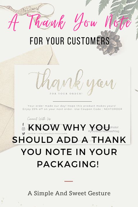 Show some Gratitude towards your customers by adding a simple thank you for your order note in your packaging. A thank you note is an essential insert that a lot of small businesses are using in their packaging. They are doing this not to make their packaging look fancy, but there is an important reason behind this that really effects their business in a positive manner. But before doing that it is really important to know that why you should thank your customers and how you can do it. Business Thank You Notes, Simple Thank, Notes Online, Thank You Customers, Catering Business, Business Thank You Cards, Business Thank You, Wall Arts, Thank You Notes