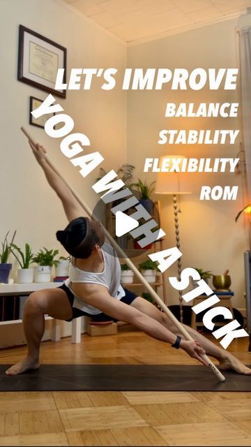 Yoga With Stick, Stick Yoga, Yoga Expert, Yoga For Balance, Fitness Videos, Improve Balance, Daily Yoga, Yoga Videos, Bodyweight Workout