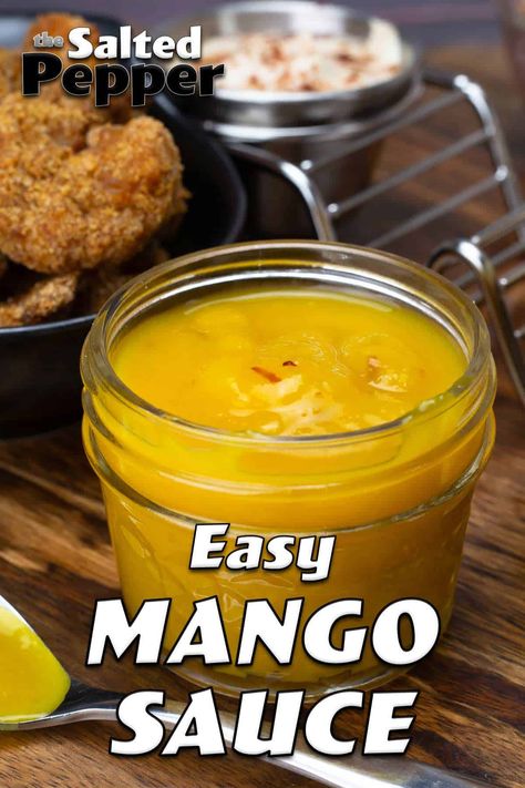 Easy mango sauce with just the right balance of sweet and heat. Perfect sauce for shrimp or fish tacos. Mango Sauce For Shrimp, Mango Sauce Recipes, Mango Sauce For Fish, Mango Sauce For Chicken, Tequila Sauce, Mango Sauce Recipe, Mango Dipping Sauce, Sauce For Shrimp, Souse Recipe