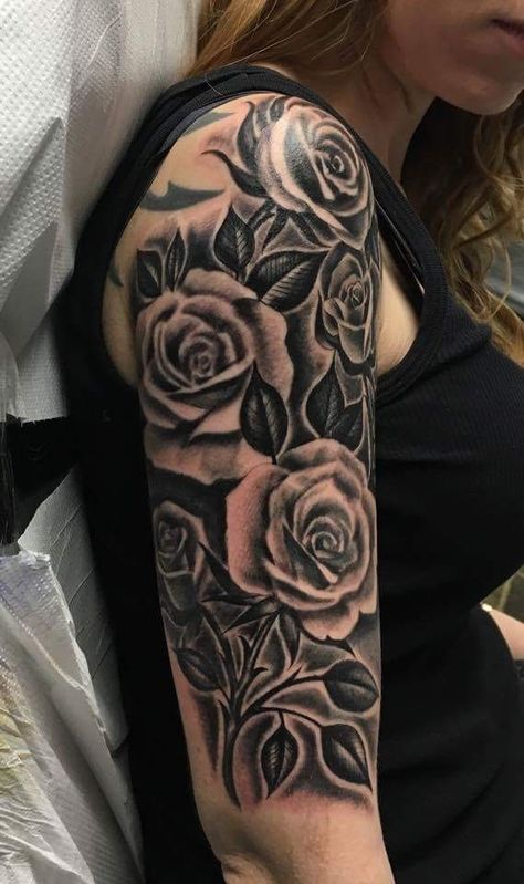 Rose Garden Tattoo Sleeve, Rose Full Sleeve Tattoo For Men, Rose Tattoo Sleeve, Rose Sleeve, Garden Tattoos, Tattoo Filler, Tattoos For Women Half Sleeve, Flower Tattoo Sleeve, Full Sleeve Tattoo