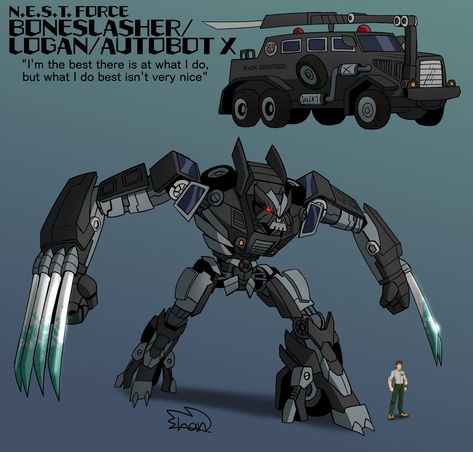 Shan4rt (Commissions FULL) on Twitter: "TF Integrated Boneslasher but his comrades gave him the nickname Logan, for obvious reasons. Despite his aggressive appearance, he is an Autobot working with N.E.S.T. strike team. He has enhanced senses and can locate Decepticons from a mile away. https://t.co/HRPwdL0W5n" / Twitter Shan4rt Transformers, Bionicle Heroes, Apocalypse Character, Lego Transformers, Transformers Art Design, Transformers Cybertron, Android Design, Futuristic Robot, Transformers Collection