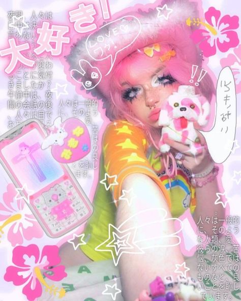 Guyru Fashion Style, Cyberpop Fashion, Gyaru Decora, Harajuku Decora, Gyaru Makeup, 일본 패션, Cool Makeup Looks, Gyaru Fashion, Human Poses Reference