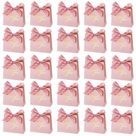 PRICES MAY VARY. Ample Mini Gift Bag Pack: the package includes 60 pink thank you gift bags with pink bow decorations and hot stamped Thank You words to make your gift more eye catching; A sufficient amount for your party supply Small Pink Treat Bags for Favors: these mini pink party favor bags are approx. 5.51 x 4.72 x 2.36 inches/ 14 x 12 x 6 cm, small and exquisite, a suitable size and shape for small gifts like small candies, shopping gift cards, lipsticks, small hand creams and so on; Pleas Bow Decorations, Pink Treats, Pink Party Supplies, Pink Party Favors, Mini Gift Bags, Small Thank You Gift, Thank You Party, Mini Gift, Mini Pink