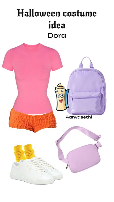 Dora Halloween Costume, Work Group Halloween Costumes, Dora Costume, Dora The Explorer Costume, Dora Outfits, Unique Couple Halloween Costumes, Couples Halloween Costume Ideas, Halloween Costume Ideas For Couples, Costume Ideas Women