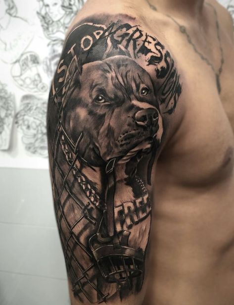 Bull Tattoo Design, Pit Bull Tattoo, Tattoo Bike, Rottweiler Tattoo, Animal Tattoos For Men, Dog Portrait Tattoo, Bull Tattoo, Pitbull Tattoo, Money Tattoo