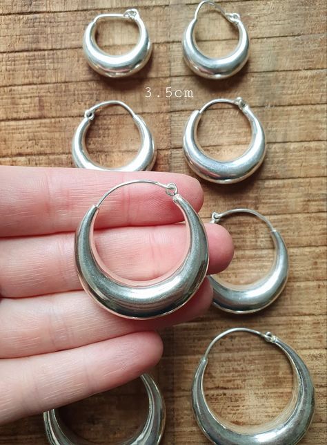 Chunky Silver Hoops; Thick Hoop Earrings Ethnic / Boho / Vintage Unisex / Mens / Rustic / Psy / Gypsy / Spiral / Hippie / Tribal Chunky Silver Earrings Hoop, Chunky Silver Earrings Stack, Silver Hoops Chunky, Earrings Hoops Silver, Thick Silver Hoops, Thick Silver Hoop Earrings, Boho Silver Jewelry, Chunky Silver Jewelry, Chunky Silver Hoop Earrings