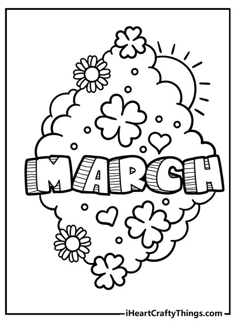 March Coloring Sheets, March Coloring Pages, Angel Ganev, Squish Mallow, March Colors, Hello March, Adult Coloring Designs, Coloring Page Ideas, Easy Coloring Pages