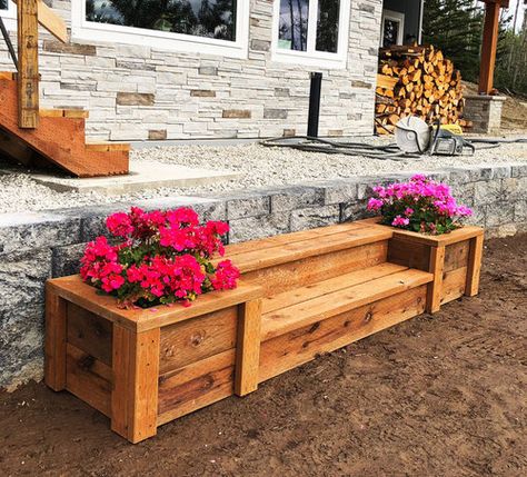 Diy Flower Box, Hot Tub Steps, Diy Planters Outdoor, Fence Picket, Planter Bench, Planter Project, Wood Steps, Outdoor Steps, Porch Steps