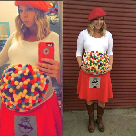 Gumball machine costume for pregnant women... Pregnant Gumball Machine Costume, Maternity Costume Ideas, Pregnant Teacher Halloween Costumes, Halloween Pregnancy Costumes, Pregnant Costume Ideas, Funny Pregnant Halloween Costumes, Pregnant Costumes, Halloween Costumes Pregnant Women, Maternity Costumes