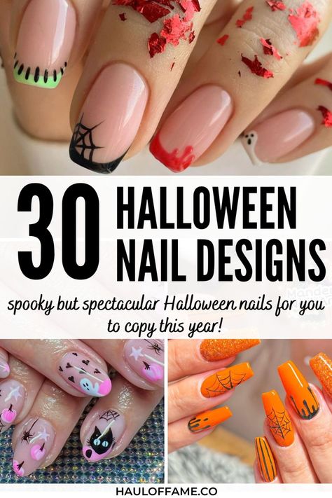 We've gathered 30 spooky but spectacular halloween nails for you to (trick or) treat yourself to this Halloween. Whether you're on the lookout for Halloween nails designs for acrylic Halloween nails, short Halloween nails or simple Halloween nails, we made sure to keep all that in mind when choosing our favourite Halloween nails ideas for 2022. These designs will also look great on almond shape Halloween nails, stiletto and even coffin (pun intended!). Easy to do from home too and so cute too! Easy Halloween Nails Design, Pumpkin Nail Designs, Fun Halloween Nails, Candy Corn Nails, Halloween Nails Diy, Black Halloween Nails, Nail Art Halloween, Holloween Nails, Halloween Manicure