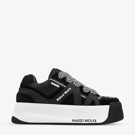 Brand new platform sneakers women shoes in Naked Wolf box. Black w/ white accent Naked Wolf Shoes, Naked Wolfe Sneakers, Naked Wolfe Shoes, Platform Sneakers Women, Naked Wolfe, Pretty Sneakers, Cornrow Hairstyles, Sneakers Women