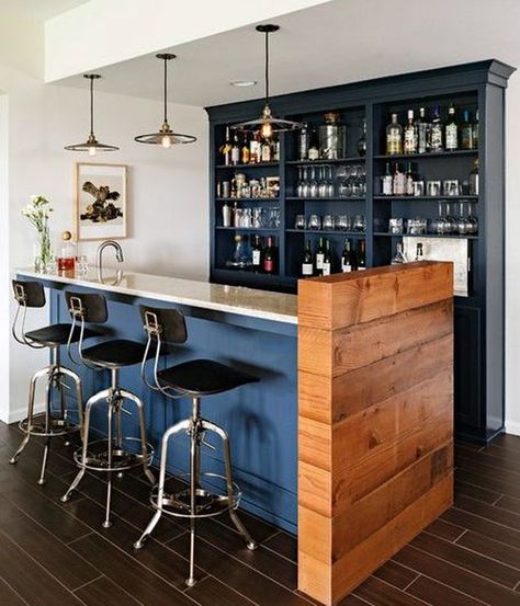 Man Cave Bar Ideas, Modern Home Bar Designs, Home Bar Plans, Home Bar Counter, Bar Counter Design, Kitchen Bar Design, Home Bar Areas, Home Bar Rooms, Modern Home Bar