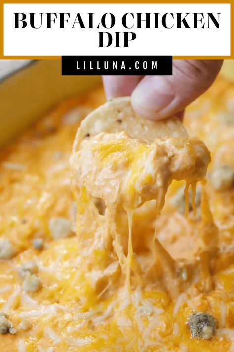 This dip has all the flavor of buffalo wings in a creamy, simple dip! Easy buffalo chicken dip is perfect for parties and get-togethers. #buffalochickendip #buffalochicken #dip #chicken #appetizer Healthy Buffalo Chicken Dip, Buffalo Chicken Dip Crock Pot, Crockpot Buffalo Chicken, Buffalo Chicken Dip Easy, Chicken Dip Recipe, Buffalo Chicken Dip Recipe, Potluck Desserts, Sunday Football, Recipe Critic