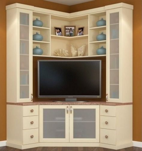 Corner TV Showcase Designs Styles At Life Corner Entertainment Unit, Wood Corner Tv Stand, Corner Entertainment Center, Showcase Designs, Corner Tv Cabinets, Designs For Living Room, Corner Tv Stands, Entertainment Center Design, Built In Entertainment Center