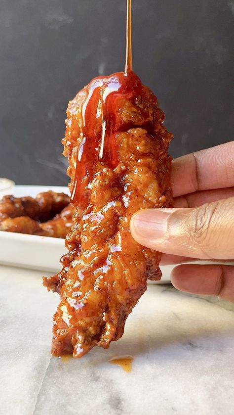 Honey Chipotle Chicken Tenders | kingcooks Chili Honey Chipotle Tenders, Crispy Honey Chicken Tenders, Chipotle Chicken Tenders, Honey Chipotle Chicken Crispers, Hot Honey Chicken Tenders, Chipotle Glaze, Chipotle Chicken Recipe, Honey Chipotle Sauce, Chicken Crispers